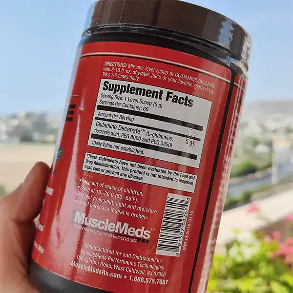 گلوتامین دکانات ماسل مدز | MuscleMeds Glutamine Decanate 300g Powder- سم سون شاپ- sam7shop.ir